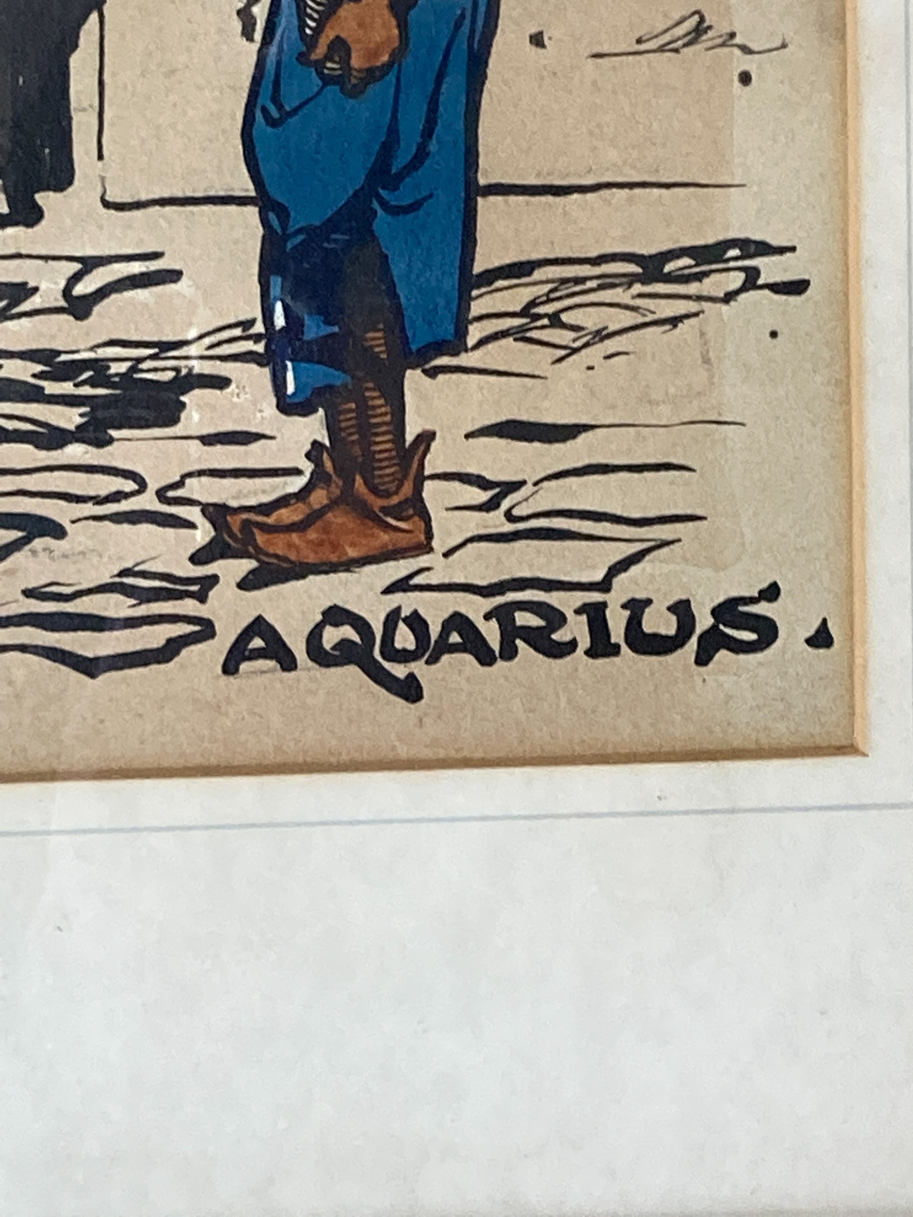 John Hassall (1868-1948), ink and watercolour, ‘Aquarius’, signed, 21 x 22cm.